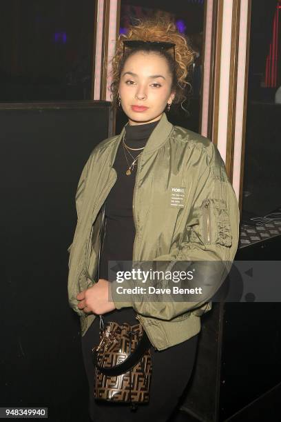 Ella Eyre attends the Tape London x PMC launch party at Tape London on April 18, 2018 in London, England.