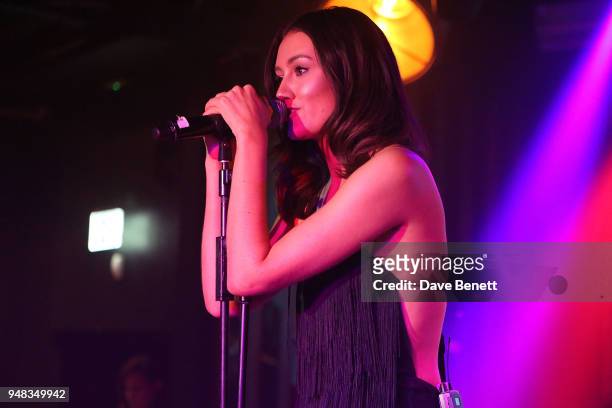 Dakota performs at the Tape London x PMC launch party at Tape London on April 18, 2018 in London, England.