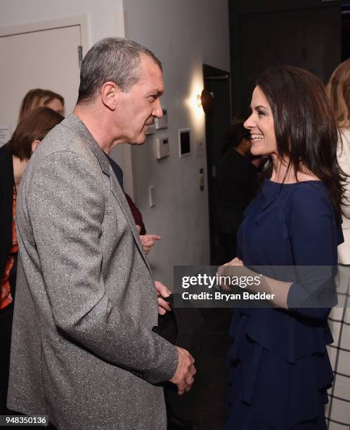 Actor Antonio Banderas of "Genius: Picasso" and CEO of National Geographic Global Networks Courteney Monroe attend National Geographic's FURTHER...