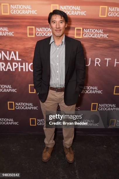Director and Producer Jimmy Chin of "Free Solo" attends National Geographic's FURTHER Front immersive experience where the network took over a SoHo...