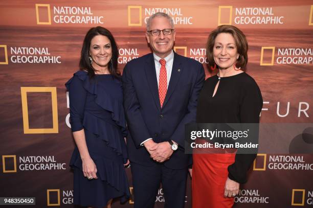 Of National Geographic Global Networks Courteney Monroe, CEO of National Geographic Partners Gary E. Knell and Editorial Director of National...