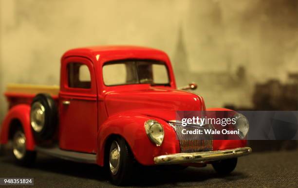 red pickup truck - spare tyre stock pictures, royalty-free photos & images