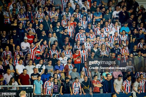 Supporters of Willem II during the Dutch Eredivisie match between Willem II v Feyenoord at the Koning Willem II Stadium on April 18, 2018 in Tilburg...