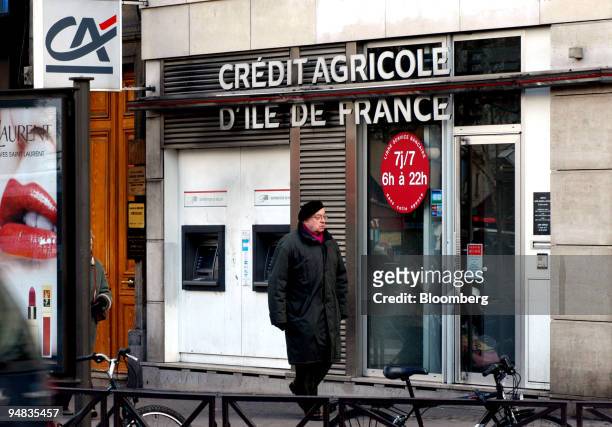 The exterior of a Credit Agricole bank branch is seen in central Paris, France, Wednesday, March 1, 2006. UBS AG analysts added Credit Agricole SA...