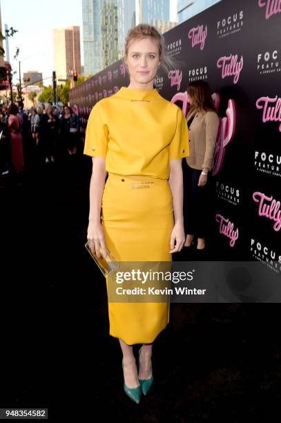 Mackenzie Davis attends the premiere of Focus Features' "Tully" at Regal LA Live Stadium 14 on April 18, 2018 in Los Angeles, California.