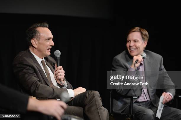 Actor Hank Azaria and Bob Costas speaks onstage the Vulture + IFC celebrate the Season 2 premiere of "Brockmire" at Walter Reade Theater on April 18,...