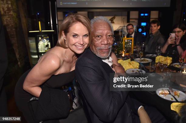 Correspondent and Executive Producer Katie Couric of "America Inside Out With Katie Couric" and Host and Executive Producer Morgan Freeman of "The...