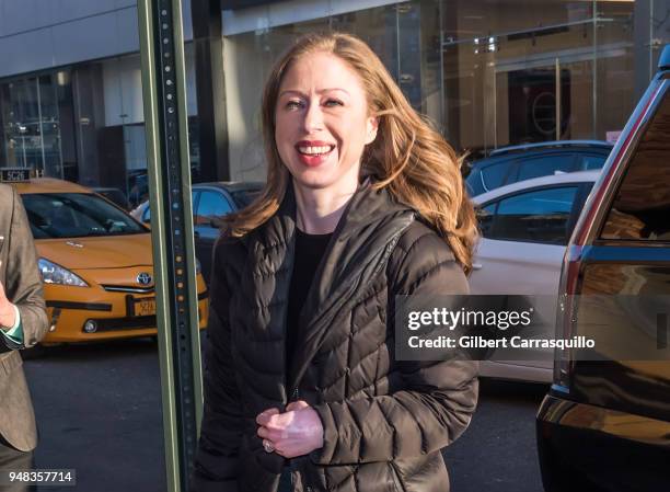 Chelsea Clinton arrives to The Daily Show with Trevor Noah on April 18, 2018 in New York City.