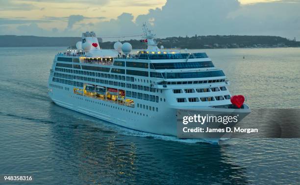 Pacific Princess cruise ship arrives in the harbour on February 14, 2015 in Sydney, Australia. Princess Cruises’ modern day “Love Boat” Pacific...