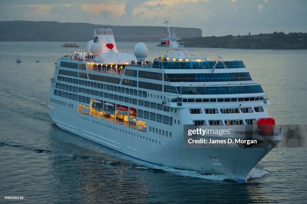 Princess Paci Pacific Princess cruise ship arrives in the harbour on February 14 ...