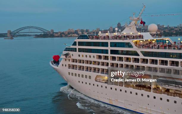 Pacific Princess cruise ship arrives in the harbour on February 14, 2015 in Sydney, Australia. Princess Cruises’ modern day “Love Boat” Pacific...