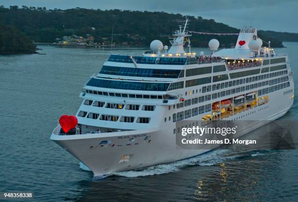 Pacific Princess cruise ship arrives in the harbour on February 14, 2015 in Sydney, Australia. Princess Cruises’ modern day “Love Boat” Pacific...