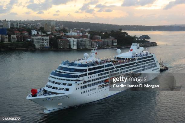 Pacific Princess cruise ship arrives in the harbour on February 14, 2015 in Sydney, Australia. Princess Cruises’ modern day “Love Boat” Pacific...