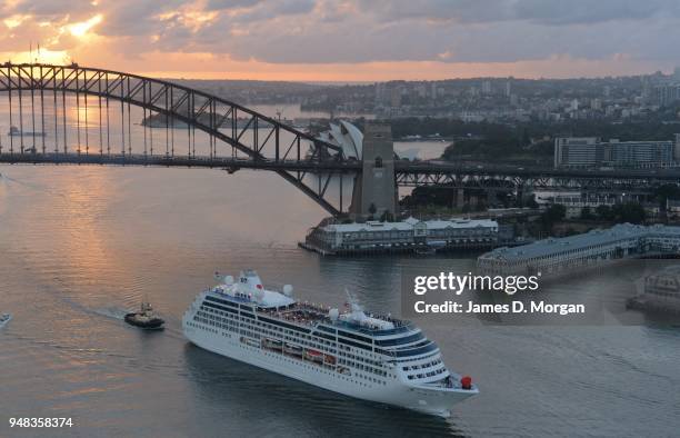 Pacific Princess cruise ship arrives in the harbour on February 14, 2015 in Sydney, Australia. Princess Cruises’ modern day “Love Boat” Pacific...