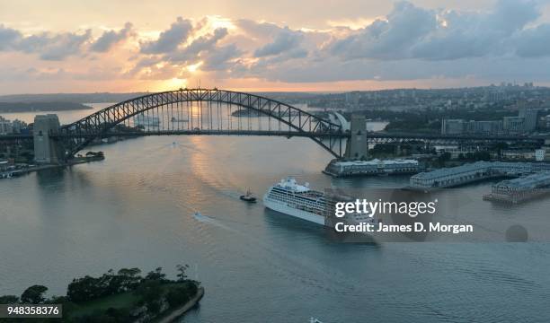 Pacific Princess cruise ship arrives in the harbour on February 14, 2015 in Sydney, Australia. Princess Cruises’ modern day “Love Boat” Pacific...