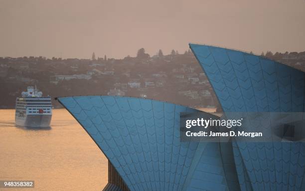 Pacific Princess cruise ship arrives in the harbour on February 14, 2015 in Sydney, Australia. Princess Cruises’ modern day “Love Boat” Pacific...