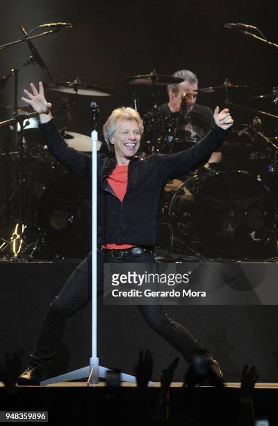 Bon Jovi performs at Amway Center on April 18, 2018 in Orlando, Florida.