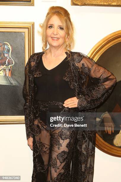 Gillian McKeith attends a private view of "Keep Smiling", a new exhibition by Mr Brainwash, at Maddox Gallery, Westbourne Grove, on April 18, 2018 in...