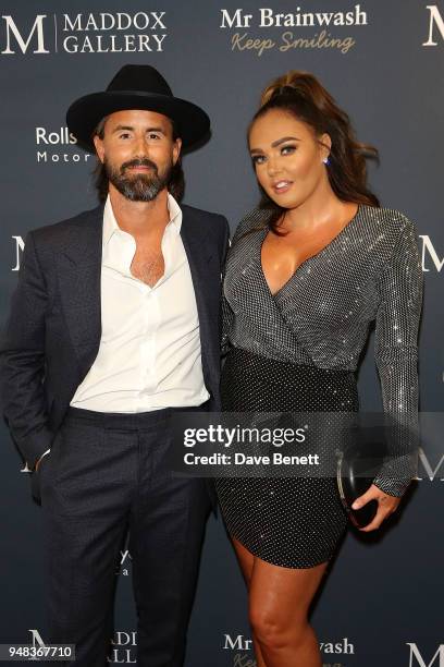 Tamara Ecclestone Rutland and Jay Rutland attend a private view of "Keep Smiling", a new exhibition by Mr Brainwash, at Maddox Gallery, Westbourne...