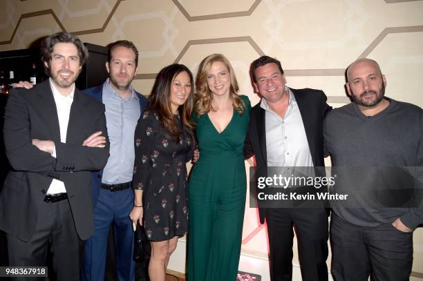Jason Reitman, Mason Novick, Beth Kono, Helen Estabrook, A.J. Dix, and Aaron L. Gilbert attend the premiere of Focus Features' "Tully" at Regal LA...