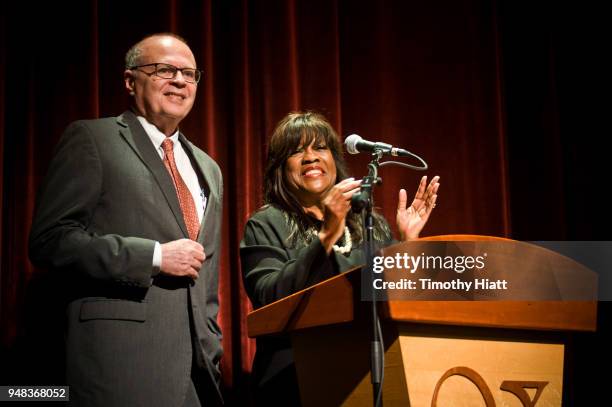 Nate Kohn and Chaz Ebert attend day one of the 2018 Roger Ebert Film Festival at Virginia Theatre on April 18, 2018 in Champaign, Illinois.