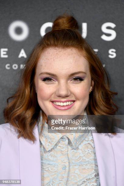 Shannon Purser attends the premiere of Focus Features' "Tully" at Regal LA Live Stadium 14 on April 18, 2018 in Los Angeles, California.