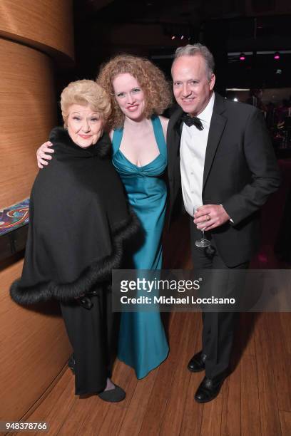 Marilyn Maye, Kristen Sergeant, and Ted Nash attend Lincoln Center's 30th Anniversary Gala at Jazz at Lincoln Center on April 18, 2018 in New York...
