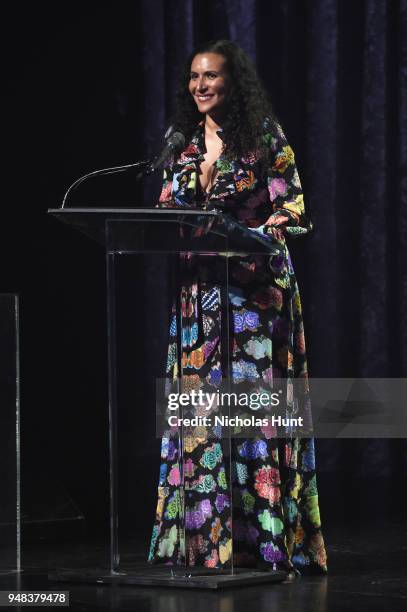 Patricia Blanchet speaks onstage during Jazz At Lincoln Center's 30th Anniversary Gala at Jazz at Lincoln Center on April 18, 2018 in New York City.