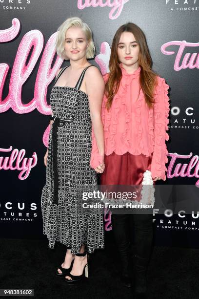 Mady Dever and Kaitlyn Dever attend the premiere of Focus Features' "Tully" at Regal LA Live Stadium 14 on April 18, 2018 in Los Angeles, California.