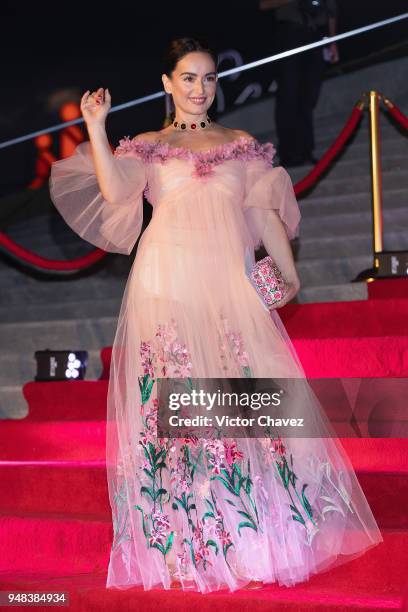 Ana de la Reguera attends the Dolce & Gabbana Alta Moda and Alta Sartoria collections fashion show at Soumaya Museum on April 18, 2018 in Mexico...