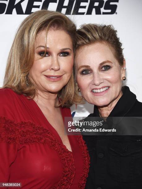 Kathy Hilton and actress Maureen McCormick arrive at the CASA of Los Angeles' 2018 Evening to Foster Dreams Gala at The Beverly Hilton Hotel on April...