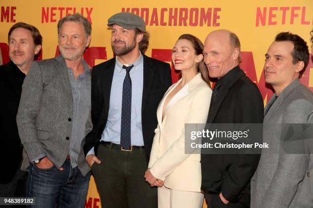 Jonathan Tropper, Bruce Greenwood, Jason Sudeikis, Elizabeth Olsen,Ed Harris and Mark Raso attend the premiere of Netflix's "Kodachrome" at ArcLight...