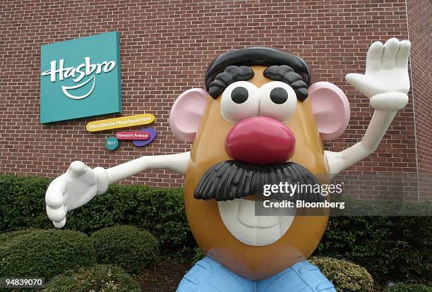 Statue of Mr. Potato Head greets visitors to the corporate headquarters of toymaker Hasbro Inc. In Pawtucket, Rhode Island, on Friday, April 23, 2004.