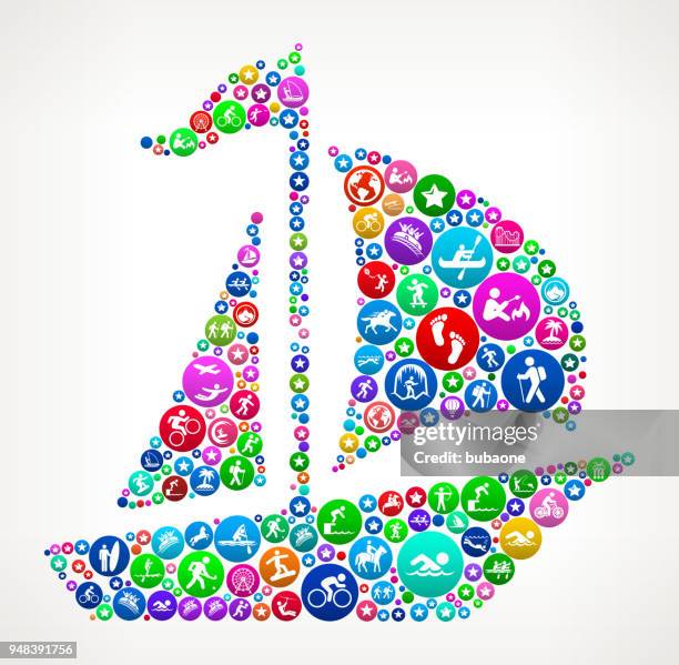 sailboat adventure travel vector icon pattern - dive flag stock illustrations