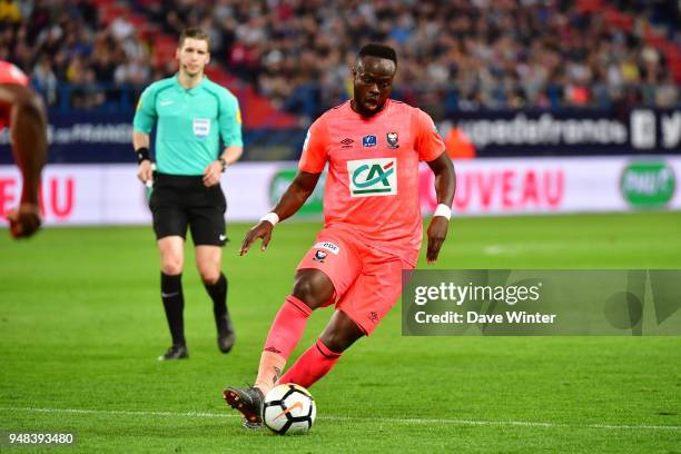 Tiemoko Ismael Diomande of Caen during the French Cup Semi Final match between Caen and Paris Saint Germain on April 18, 2018 in Caen, France.