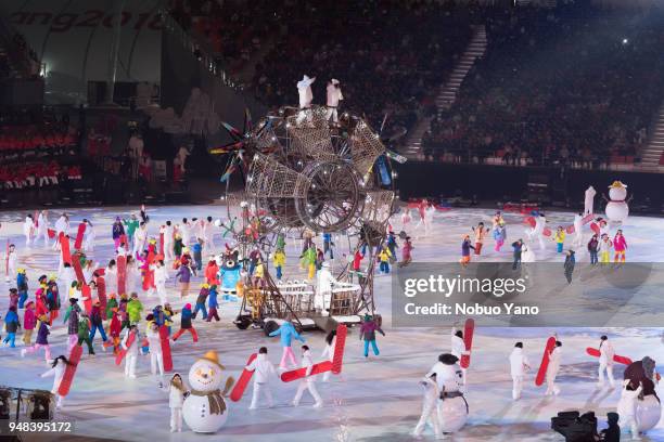 Dancers perform during the opening ceremony of the PyeongChang 2018 Paralympic Games at the PyeongChang Olympic Stadium on March 9, 2018 in...
