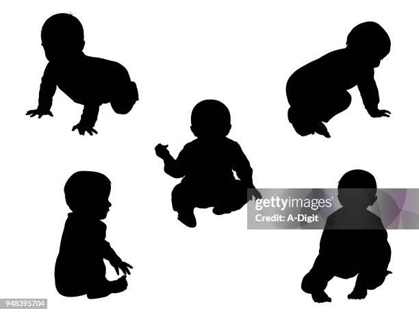 nine month old sitting baby - crawling stock illustrations