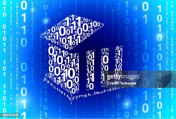 law building binary code blue vector pattern background - virtual fair stock illustrations