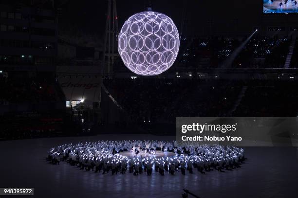 Dancers perform during the opening ceremony of the PyeongChang 2018 Paralympic Games at the PyeongChang Olympic Stadium on March 9, 2018 in...