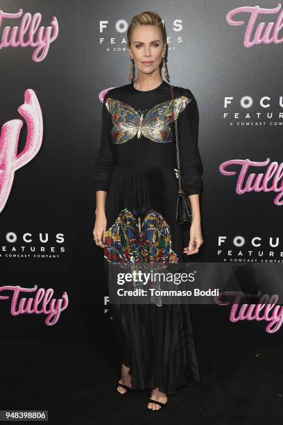 Charlize Theron attends the Premiere Of Focus Features' "Tully" at Regal LA Live Stadium 14 on April 18, 2018 in Los Angeles, California.