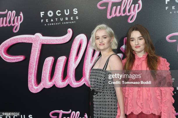 Mady Dever and Kaitlyn Dever attend the Premiere Of Focus Features' "Tully" at Regal LA Live Stadium 14 on April 18, 2018 in Los Angeles, California.