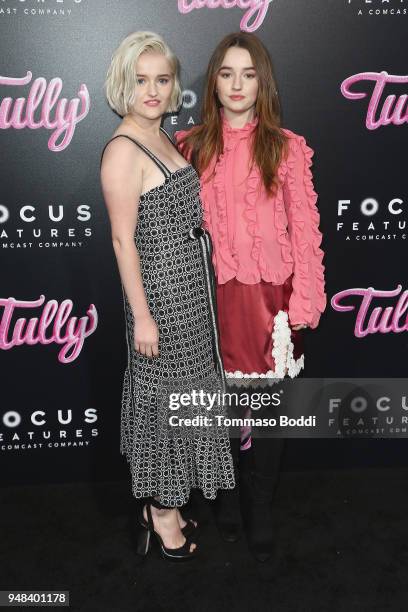 Mady Dever and Kaitlyn Dever attend the Premiere Of Focus Features' "Tully" at Regal LA Live Stadium 14 on April 18, 2018 in Los Angeles, California.