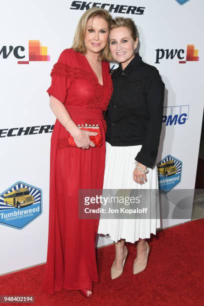 Kathy Hilton and Maureen McCormick attend CASA Of Los Angeles' 2018 Evening To Foster Dreams Gala at The Beverly Hilton Hotel on April 18, 2018 in...