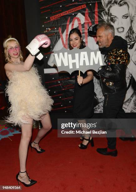 Musician Petite Meller, Actress Sasha Grey and photographer Gary Baseman attend the LA Launch of Ellen Von Unwerth's Von Magazine. Hosted by Taz...