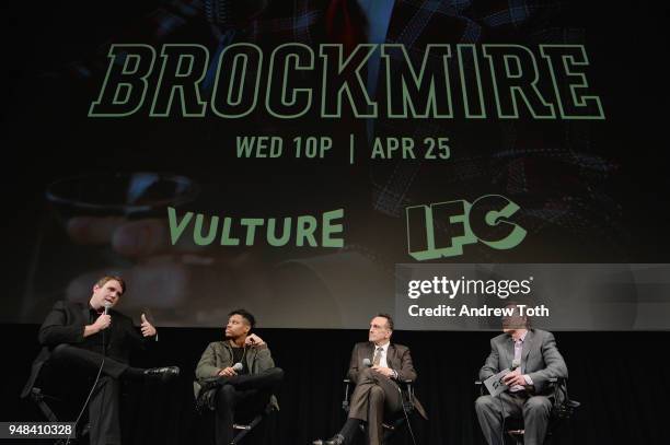 Joel Church-Cooper, Tyrel Jackson Williams, Hank Azaria and Bob Costas speak onstage during the Vulture + IFC celebrate the Season 2 premiere of...