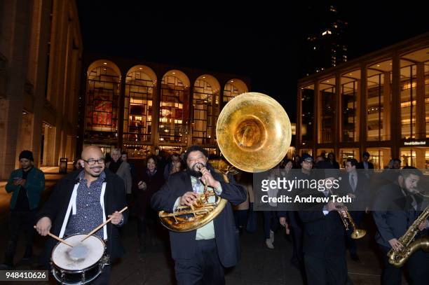 The Sugartone Brass Band performs during the Vulture + IFC celebrate the Season 2 premiere of "Brockmire" at Walter Reade Theater on April 18, 2018...
