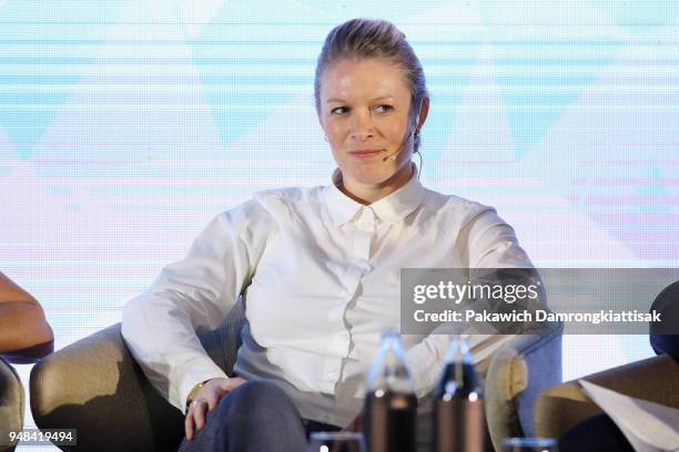 Digital Manager Nikki Symmons attends the panel discussion of the SportAccord Summit on day five of the SportAccord at Centara Grand & Bangkok...