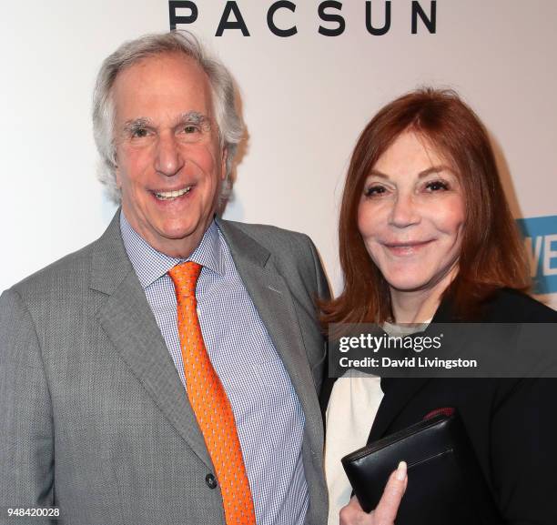 Actor Henry Winkler and wife Stacey Weitzman attend Party with a Purpose x PacSun WE Day pre-party at The Peppermint Club on April 18, 2018 in Los...