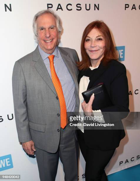 Actor Henry Winkler and wife Stacey Weitzman attend Party with a Purpose x PacSun WE Day pre-party at The Peppermint Club on April 18, 2018 in Los...