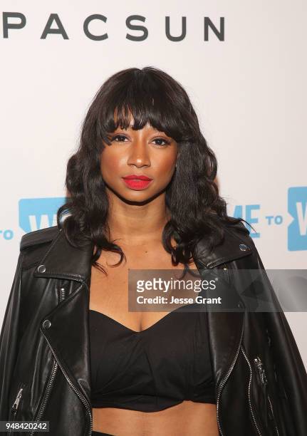Monique Coleman attends Party with a Purpose, the Official Pre-Party to WE Day California at The Peppermint Club on April 18, 2018 in Los Angeles,...